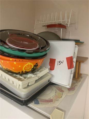 Cleanout - Ice Trays, Wood Shelves, Bowls, Dish Rack & More