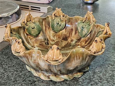 Glazed Clay Frog Bowl