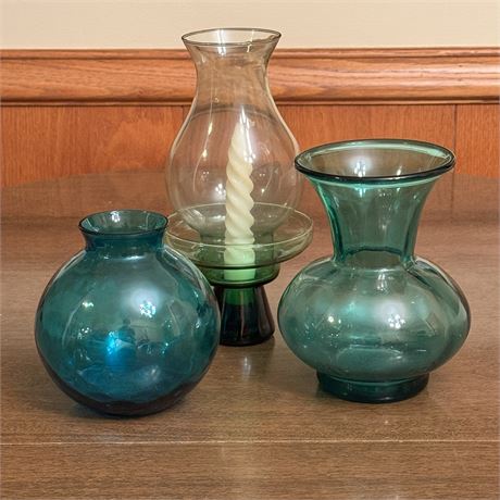 Turquoise and Green Art Glass Bundle