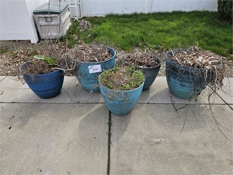 Large Teal Outdoor Plastic Planters - Mixed Sizes