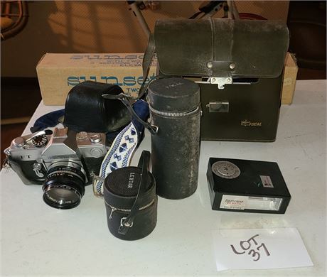 Petri FT 35mm Camera/Light Meter/Lentar 1:2.8 Lens/Lentar 1:4.5 Lens/Tripod