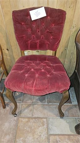 Wood Side Chair Red Velvet Cushioned