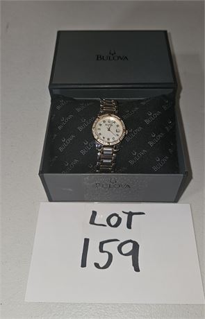 Bulova Ladies Diamond Watch Certificate 98R107 W/Box
