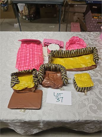 Vintage "Puff' N Play" Barbie Size Inflatable Doll Furniture By Zee Toys