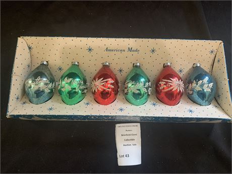 Vintage Paragon Glass Christmas Ornaments Set of 6 (1 Box)