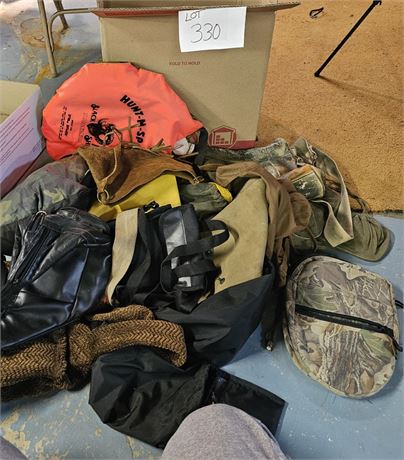 Mixed Outdoor Hunting Gear -Belt Link Bag, Suede Sholder Bag, Raingear & More