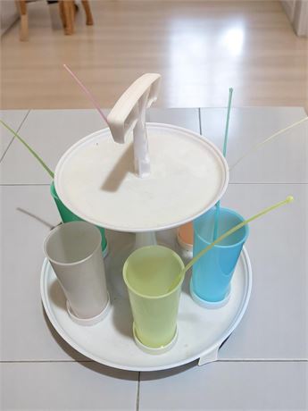 Vintage Tupperware Ice Tea Set with Carrier and Tumblers