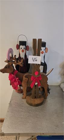 Christmas Wood Figures- Deer & Penguins Sizes Vary