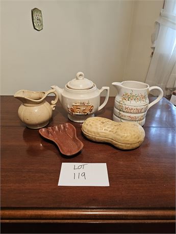 Mixed Misc Lot- Teapot, Pitchers & More