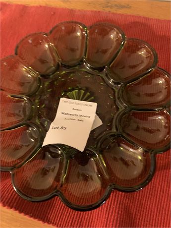 Anchor Hocking Fairfield Avocado Green Deviled Egg Relish Plate