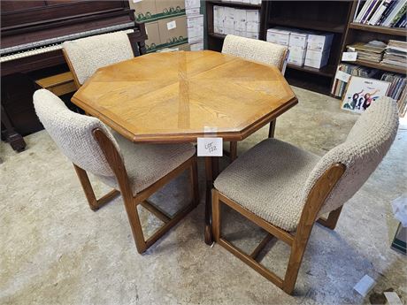 Wood Octagon Table & Chairs
