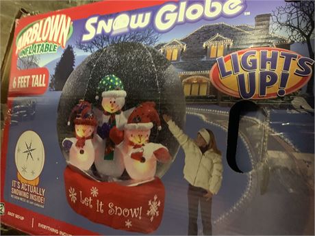 Inflatable Christmas Snow Globe Decoration 72" Tall In Original Box