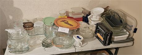 Large Lot of Mixed Baking & Kitchen- Cake, Pie, Custard, Bread Pans, Salad Bowls
