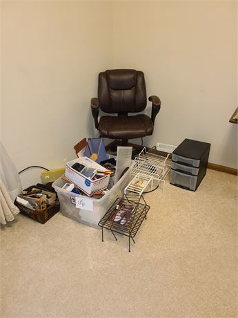 Large Office Supply Lot:Paper/Pens/Folders/Desk Lighting/Office Chair& Much More