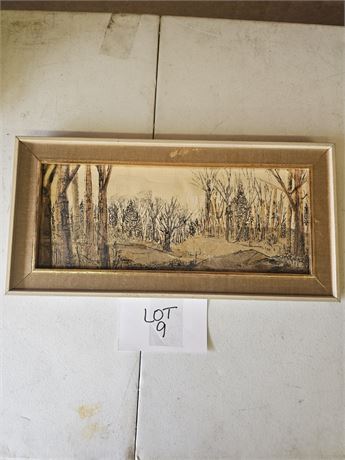 Signed Blaine Frye Watercolor On Paper Forest Landscape