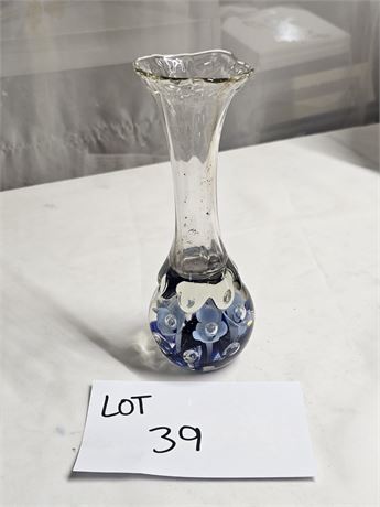 Joe St Clair Blown Art Glass Paper Weight Vase