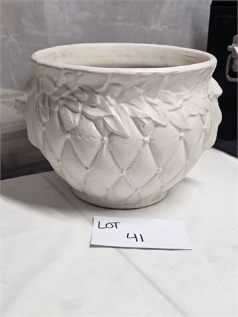 Vintage Mccoy Ivory Quilted Pottery Flowerpot