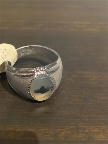 Giovanni & Concetta Sterling Silver Ring W/Moss/Montana Agate Gemstone Size 11