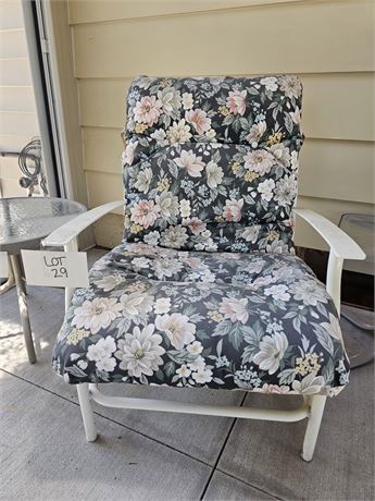 White Metal Frame Outdoor-Indoor Chair with Cushions