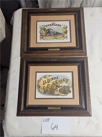 Stone Lithograph Cigar Box Label Framed La Lunda & The Overland